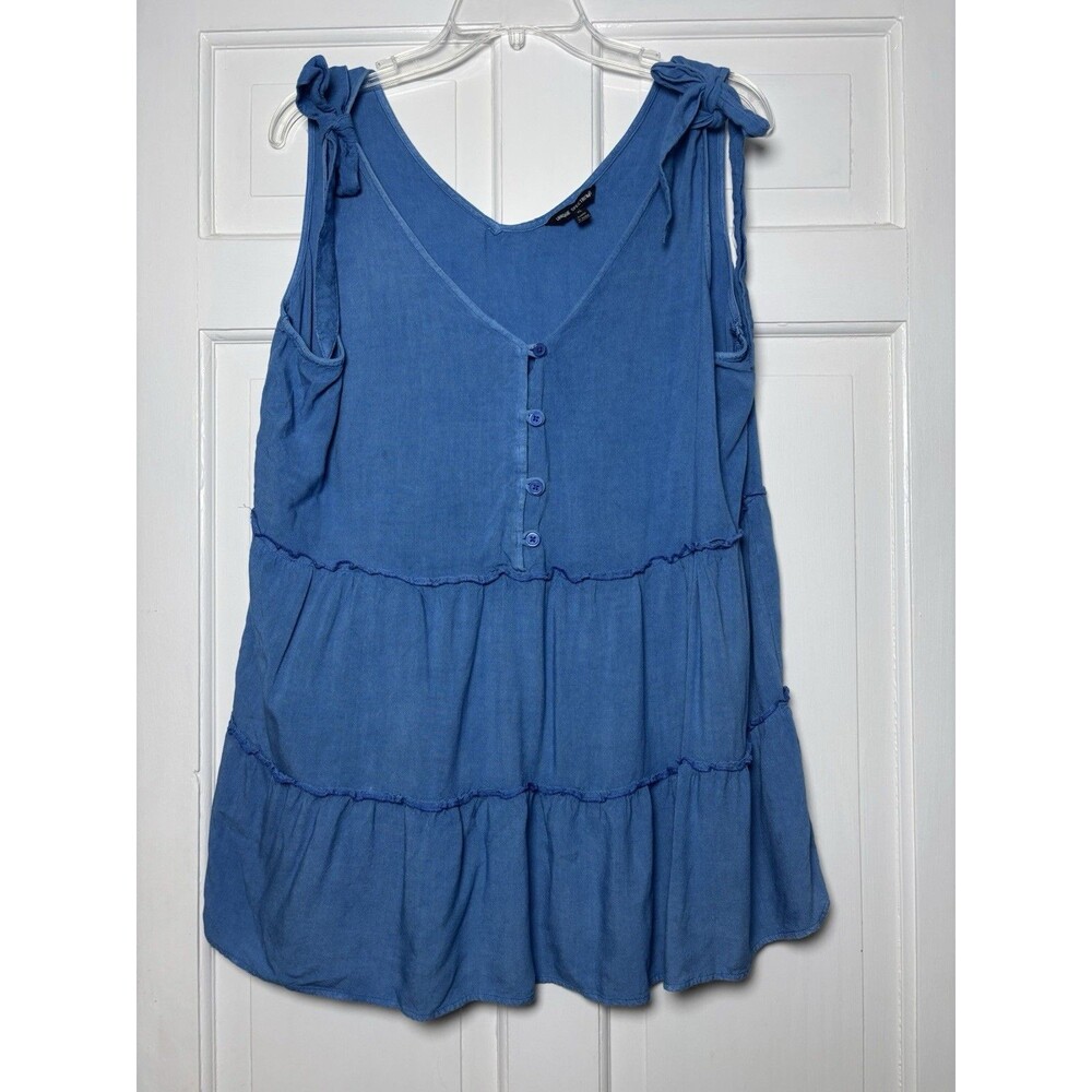 Unique Spectrum Blue Slvless Peasant Style Midi Dress V-Neck Rayon Women’s XL